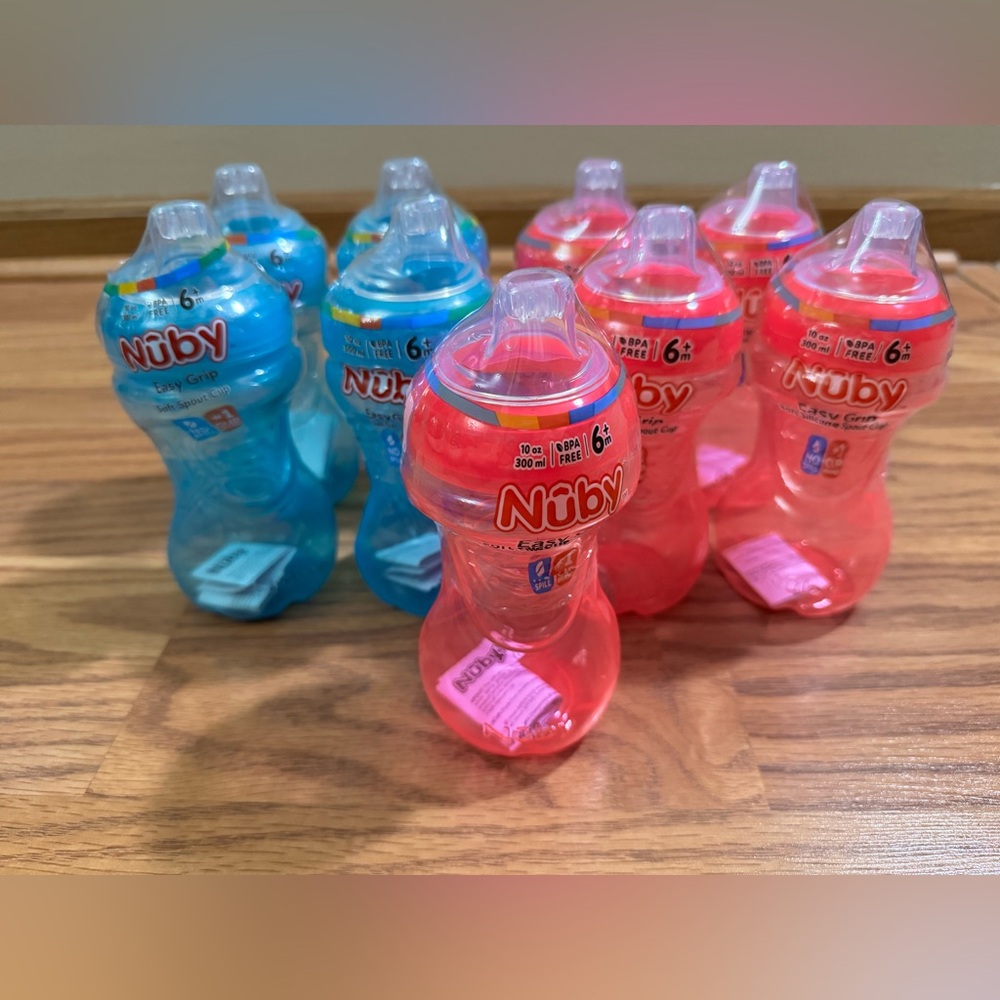 9 NUBY No Spill Easy Grip 10oz. SIPPY CUP NWT